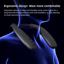 Altavoces portátiles Bluetooth Box negros Altavoz inalámbrico con banda para el cuello - Sonido estéreo 3D Tiempo de reproducción de 12 horas Baja latencia para TV gaming