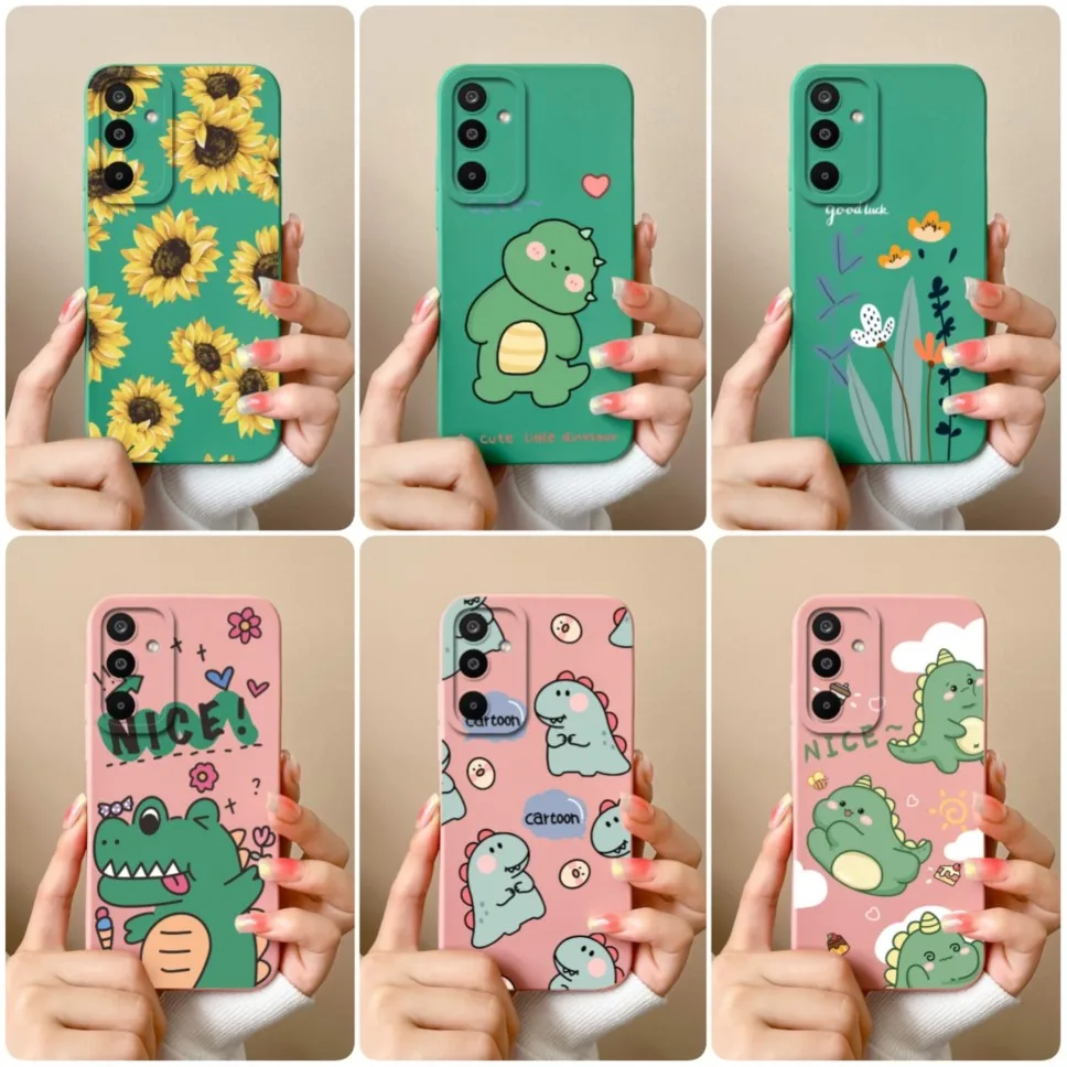 Fundas de teléfono para Samsung Galaxy M16 F16 5G, funda suave de silicona con bonito dinosaurio, funda a prueba de golpes para SamsungM16 F16 5G