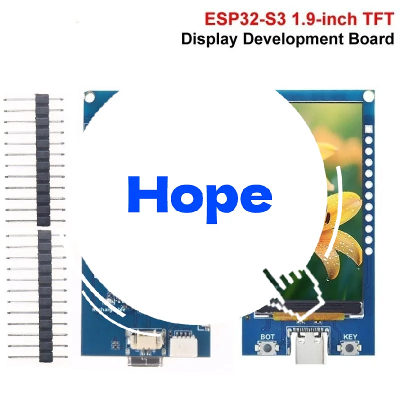 1 Uds. Placa de desarrollo de ESP32-S3 con Flash pantalla LCD de 1,9 pulgadas WiFi BT 5,0 módulo inalámbrico 170x320