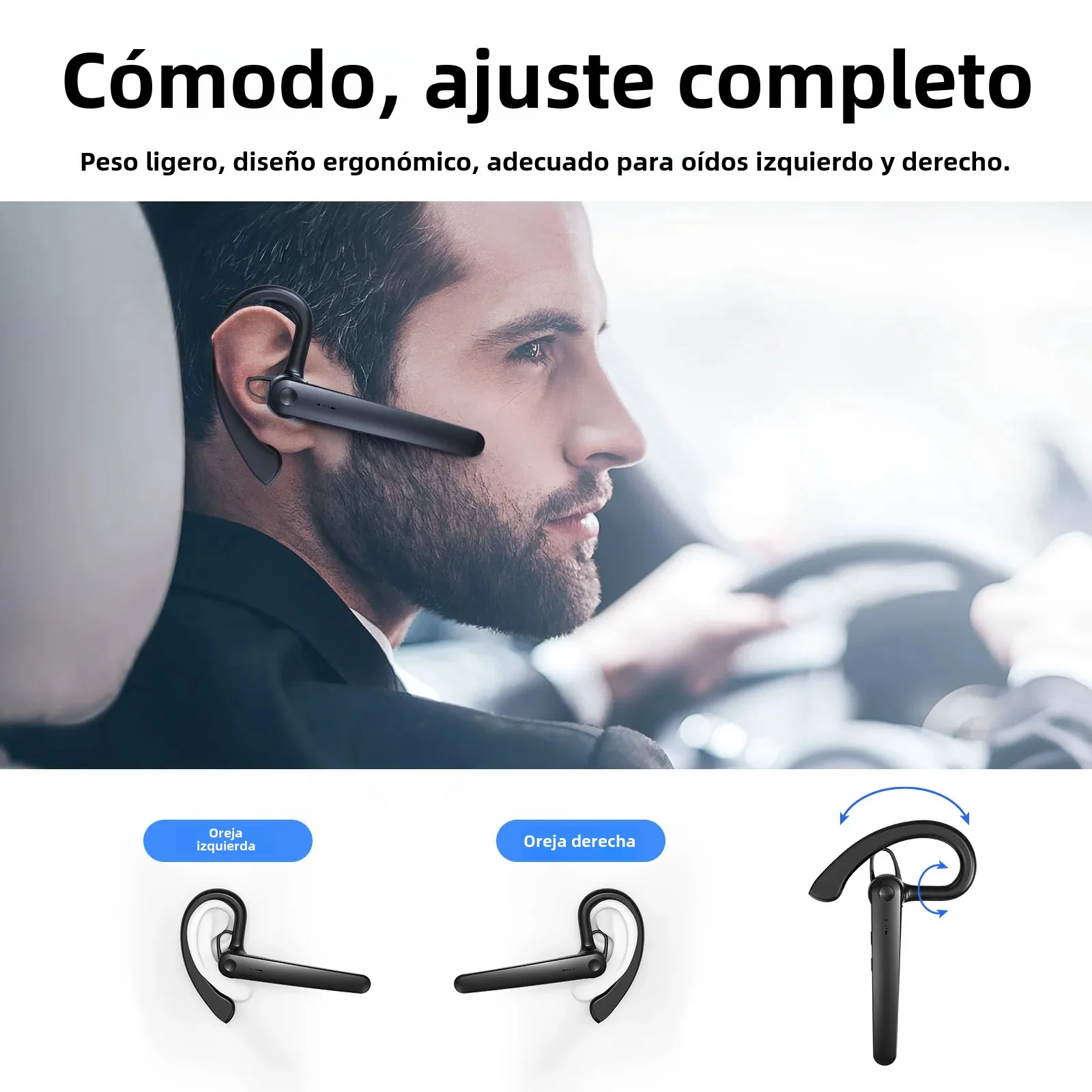 Auriculares inalámbricos Bluetooth con micrófono, Auriculares ENC con cancelación de ruido, Auriculares parlantes manos libres, Auriculares para negocios y conducción - imagen 4