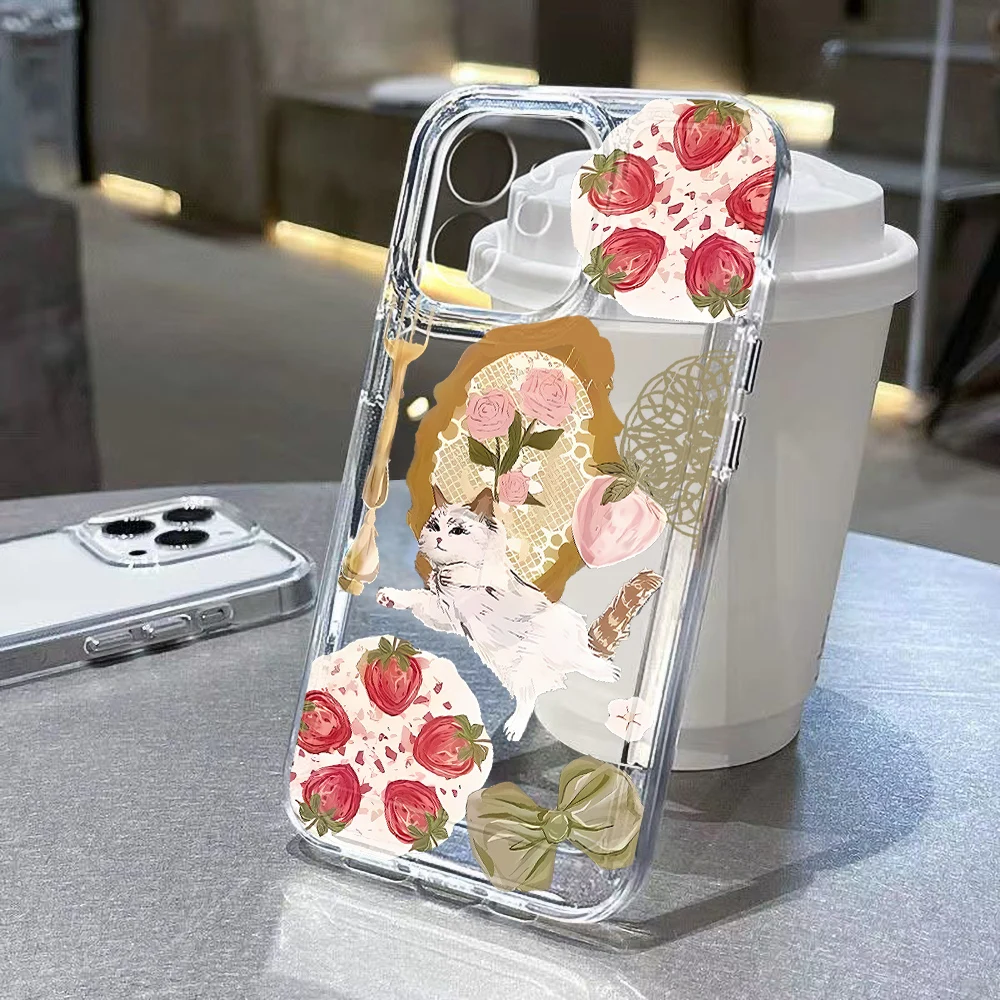 Funda de teléfono suave con diseño de gato y flores para Samsung S25 S24 Ultra A56 A36 A26 S21 S20 FE S10 Plus S23 S22 A16 A55 A54 A53 - imagen 4