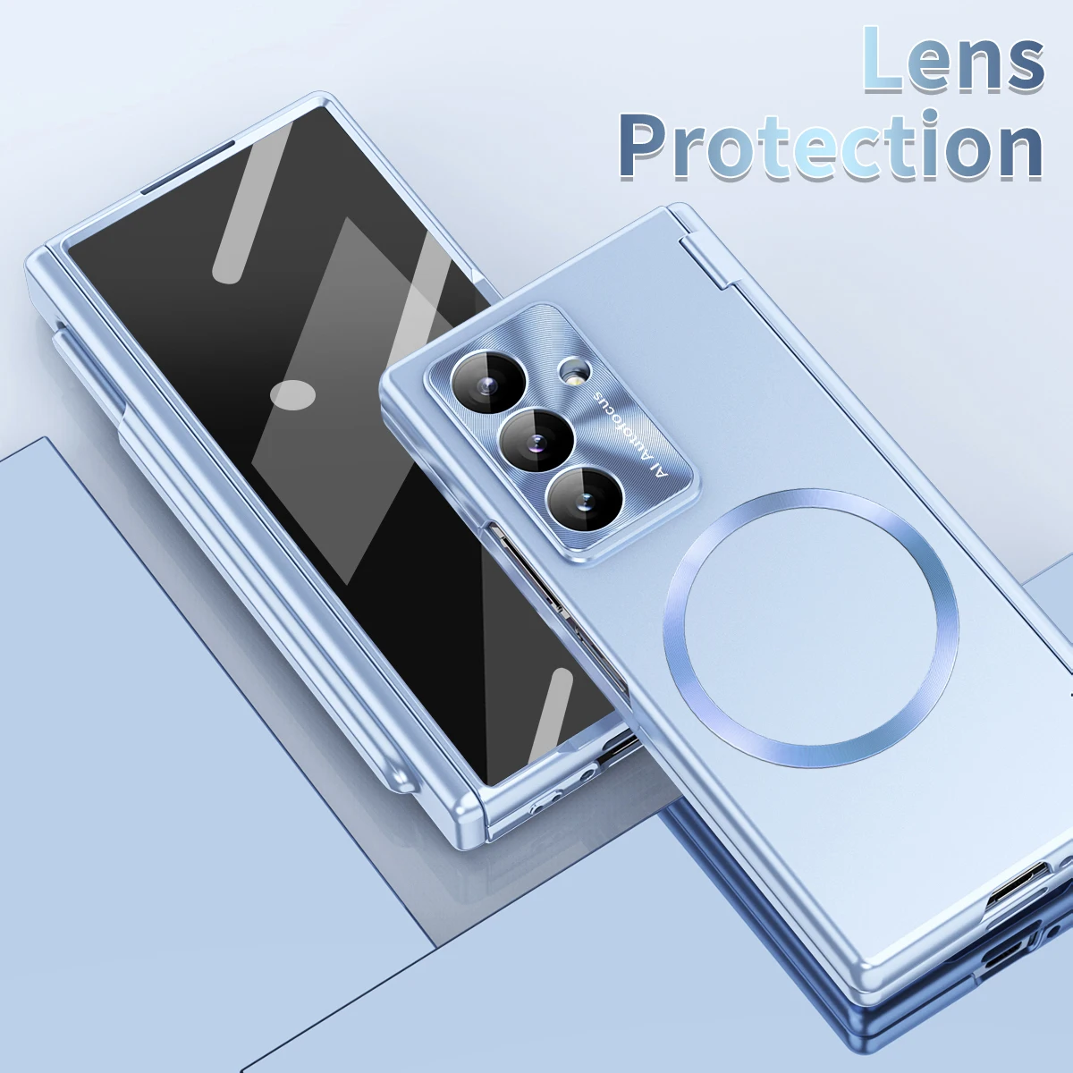 Para Samsung Galaxy Z Fold 7 funda con bisagra chapada dura carga inalámbrica magnética funda protectora trasera para Z Fold7 6 Shell - imagen 3