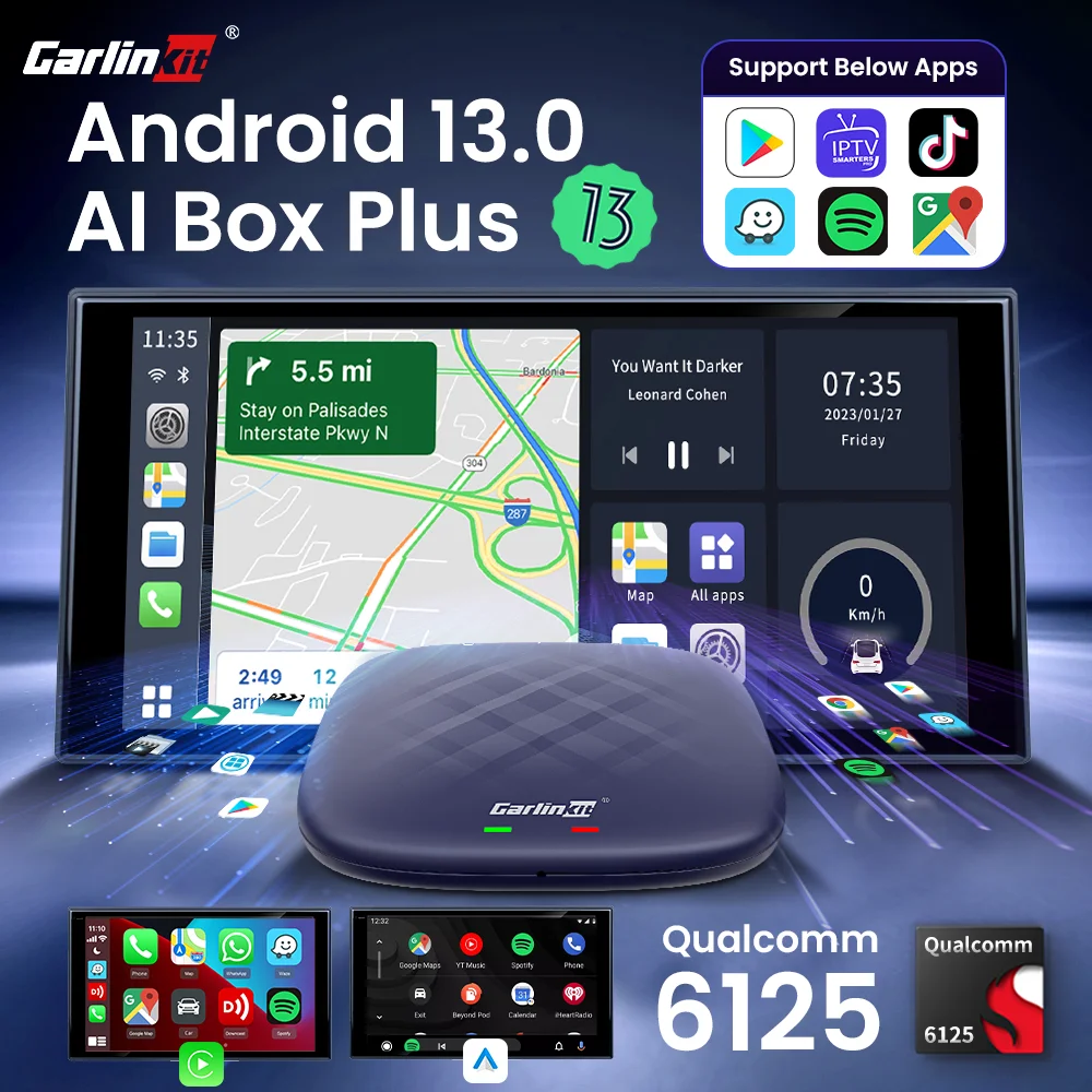 CarlinKit inalámbrico Carplay Android Auto TV Box Android 13 adaptador inalámbrico para Youtube Android CarPlay Video Box QCM6125 WiFi BT - imagen 2