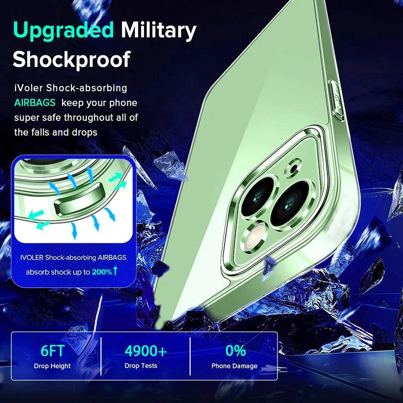 Funda de teléfono transparente con protección de cámara para iPhone 15, 14, 13, 12, 11 Pro Max 16 Plus Mini 17 Air, funda trasera completa de TPU suave - imagen 3