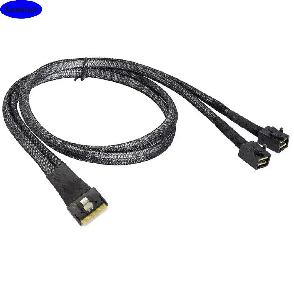 Cable Slim SAS4.0 SFF-8654 8i a Mini SAS HD SFF-8643 de doble puerto - Cable de conexión de servidor/almacenamiento de alta velocidad