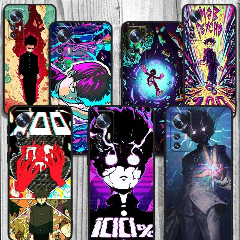 Funda de Anime Mob Psycho 100 para Xiaomi Mi 17 15 14 14T 13 12 11 13T 12T 11T 12X Lite Ultra Pro Max 5G funda de teléfono negra