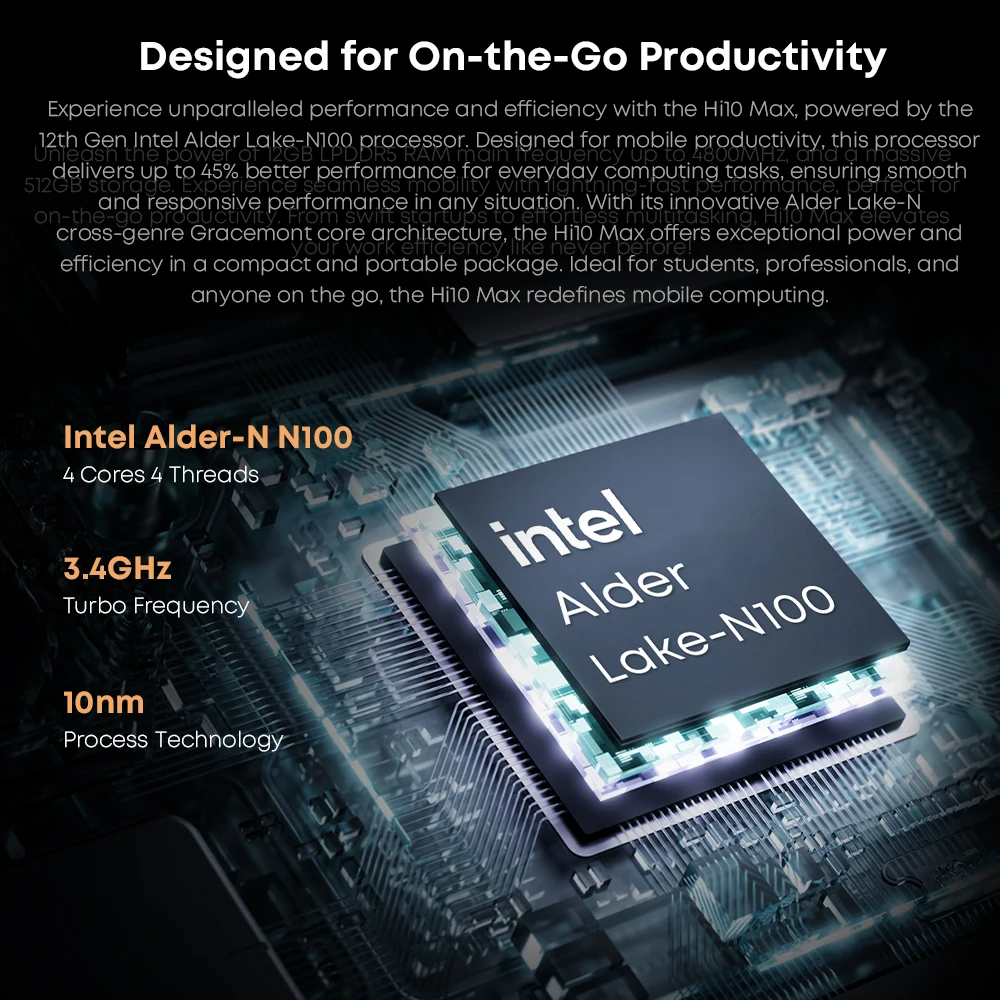 CHUWI Hi10 Max Tablet Intel N150 12,96 ''3K pantalla táctil 512GB SSD 12GB RAM tabletas soporte teclado Stylus 2 en 1 ventana - imagen 4