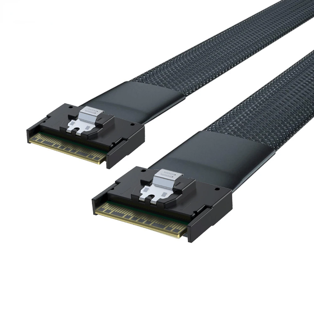 Cable de objetivo SAS Delgado a prueba de pala de media envoltura, inserción PCI-E Slimline SAS 4,0 SFF-8654 8i 74pin Host a SFF-8654 74Pin - imagen 2