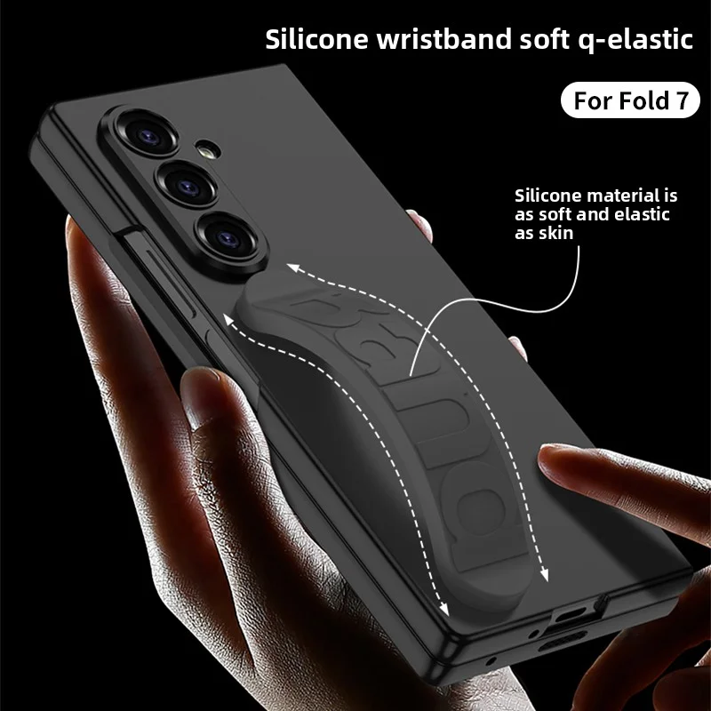 Para Samsung Galaxy Z Fold 7 funda dura con correa de silicona para muñeca funda protectora trasera para Samsung Z Fold7 carcasa de cubierta completa - imagen 5