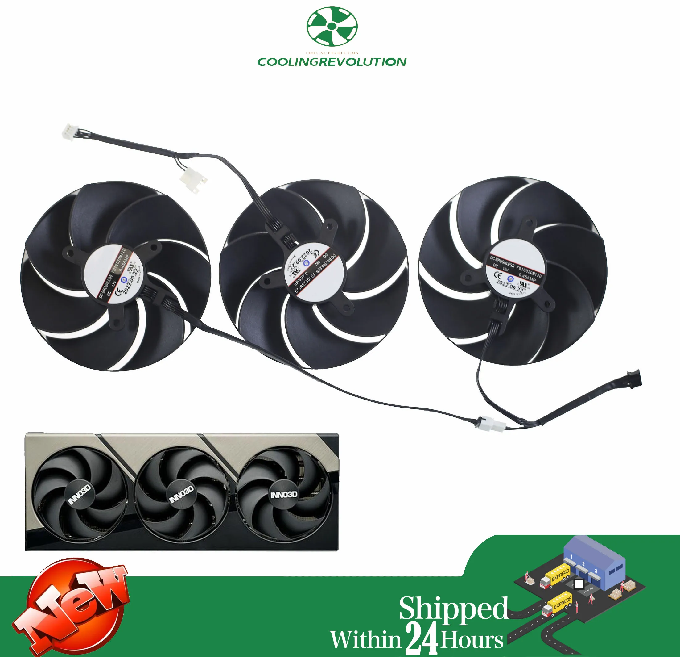 Ventilador de tarjeta gráfica para INNO3D GEFORCE RTX 4090 X3 OC, 98MM, FD10020M12D - imagen 3