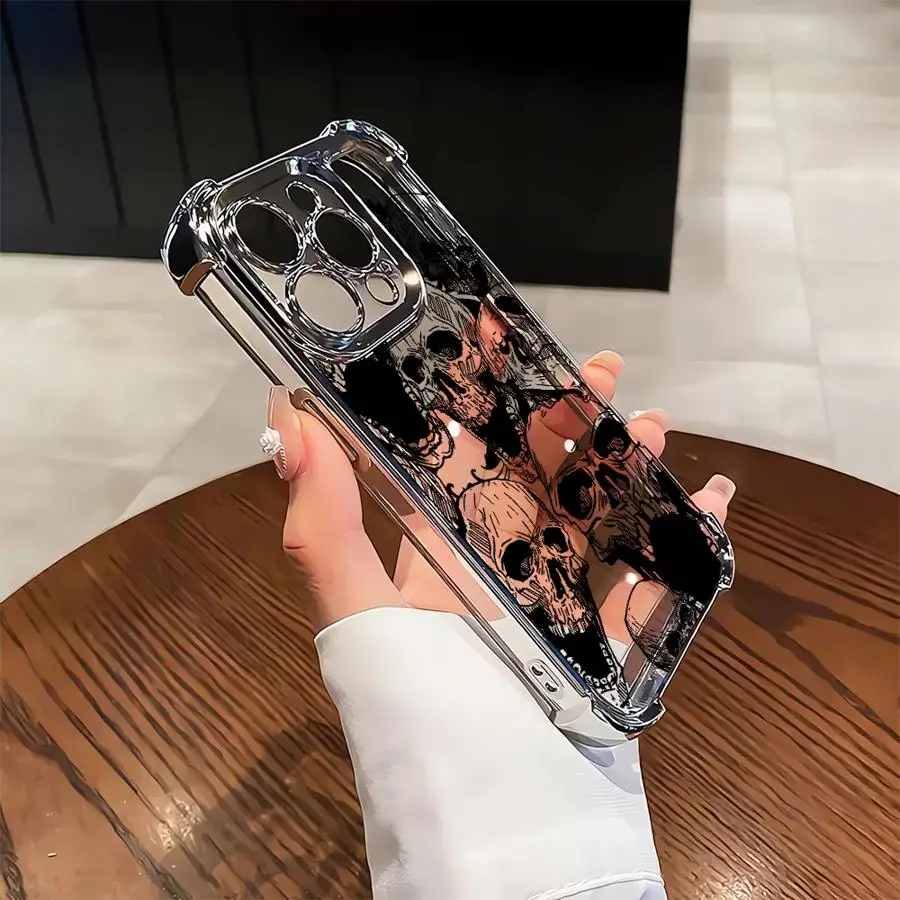 Funda de teléfono con cubierta suave y genial con calavera para iPhone 16 15 14 Plus 16e 17 Air 13 12 11 Pro Max - imagen 3