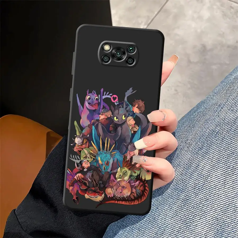 Funda para Xiaomi Poco X3 X4 X5 X7 Pro C61 F3 C71 M5 M3 M4 M7 Pro C75 F1 C40 C50 funda negra suave para teléfono dibujos animados lindo dragón - imagen 3