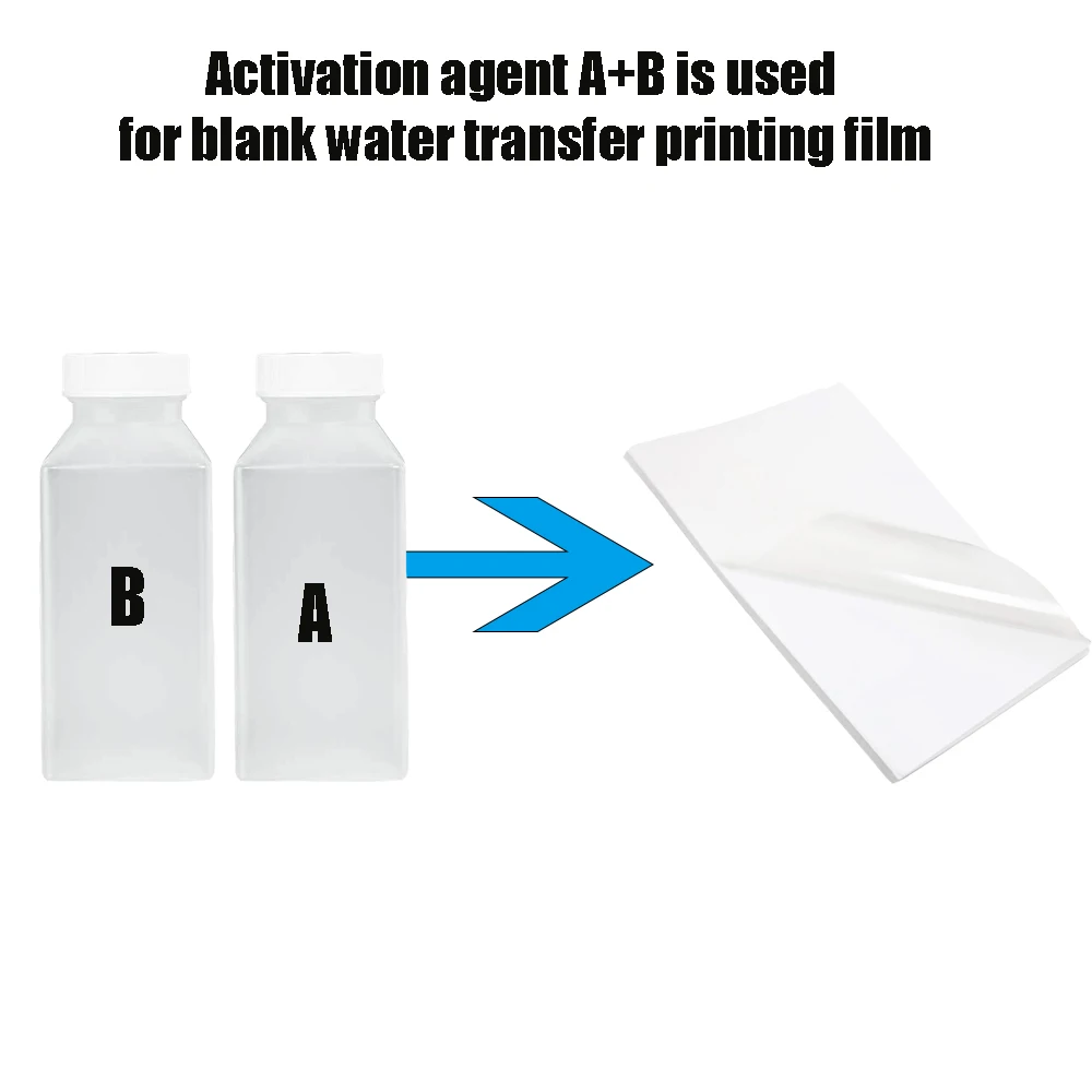 Juego de activador de película hidrográfica de 100ml, agente activador, suaviza y agente B, despegue para el proceso de calcomanías de transferencia de agua