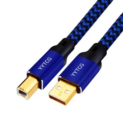 Cable USB Audio Tipo A B Alta Fidelidad Cobre OCC Azul