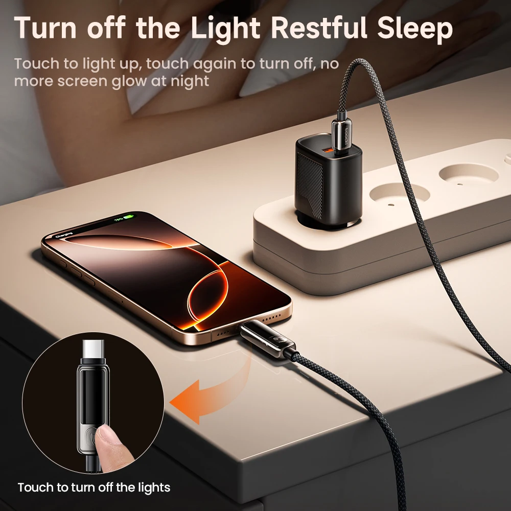 Toocki 100W USB C a USB C Cable PD3.0 QC4.0 Pantalla de batería Cable de carga rápida tipo C para Macbook iPhone 16 15 Samsung S25 S24 - imagen 2