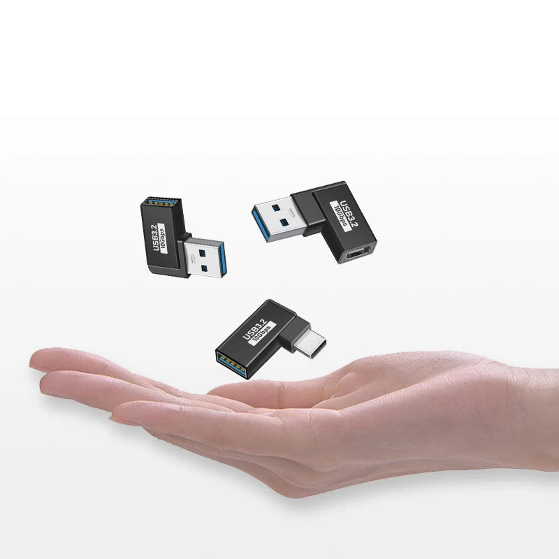Adaptadores USB en forma de U, ángulo recto, adaptador de 90 grados, USB hembra a USB macho, adaptador de datos rápido de 10Gbps, convertidor, adaptador de carga - imagen 3