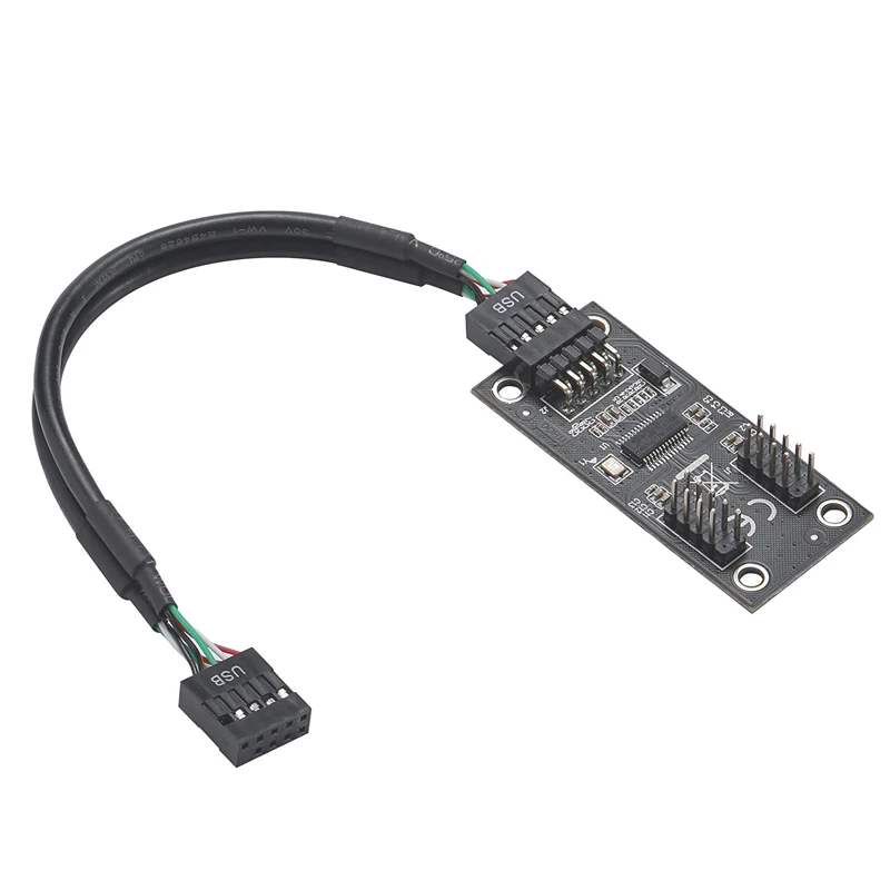 Nuevo concentrador USB, divisor USB USB2.0 de 9 pines a doble adaptador de concentrador de 9 pines, placa base elevadora, conector de cabezal USB de 9 pines, Cable de extensión de 1 a 2 - imagen 2