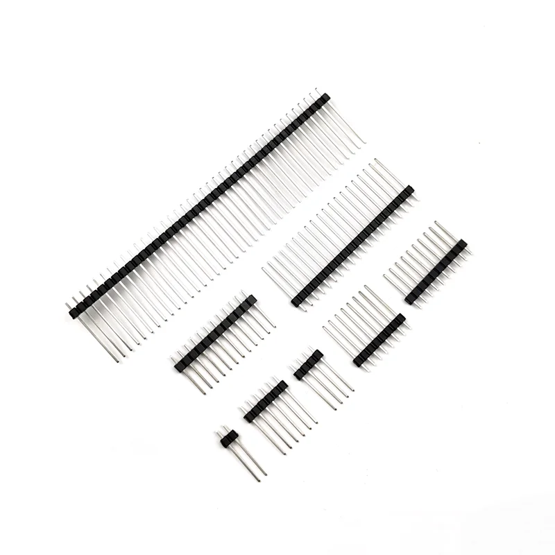 10 Uds Conector Macho Sola Fila 2.54mm Cabezal Pin Placa PCB Largo 13/15/17/19/21/25mm 2p 3p 4p 5p 6p 8p 10p 15p 30p 40p Cobre - Vista principal del producto