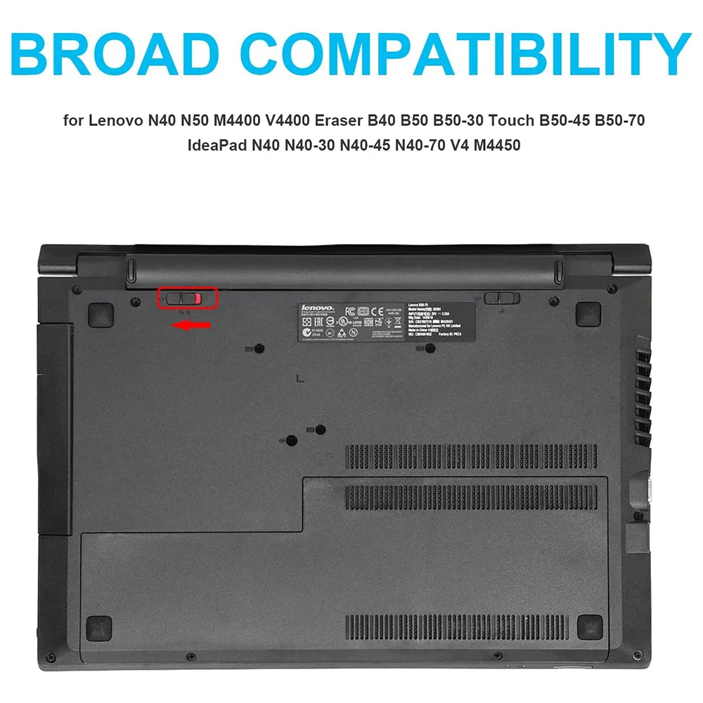 L13L4A01 L12S4E55 Batería de portátil para Lenovo N40 N50 M4400 V4400 Eraser B40 B50 B50-30 Touch B50-45 B50-70, IdeaPad N40 N40-30 N40-45 N40-70 V4 M4450 - imagen 4