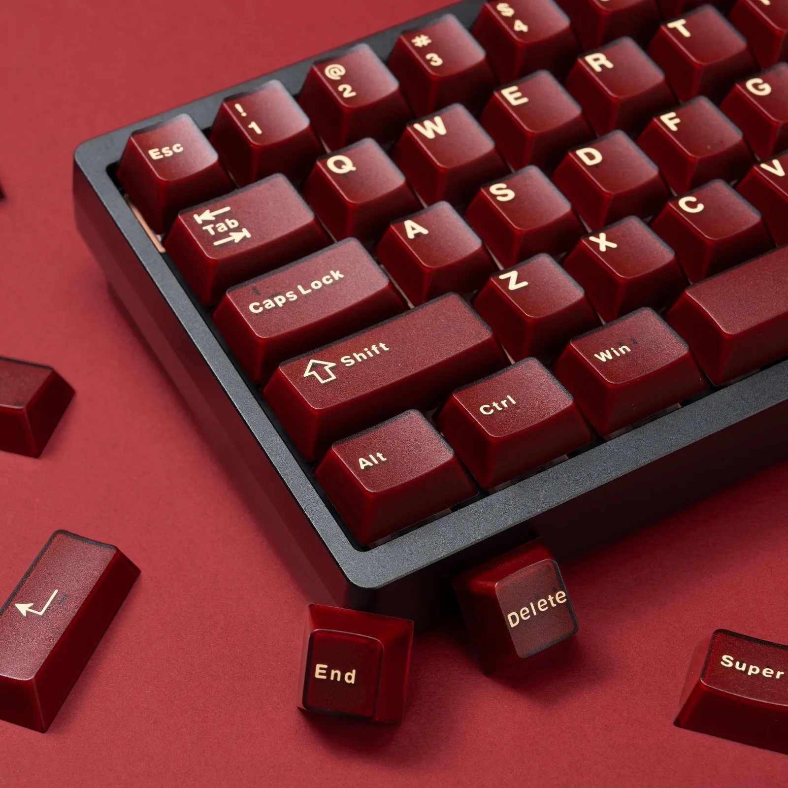 Teclas ABS semitransparentes con perfil de cereza roja Pyga, teclas translúcidas de doble disparo, 120 teclas para teclado para juegos Cherry MX Switch - imagen 4
