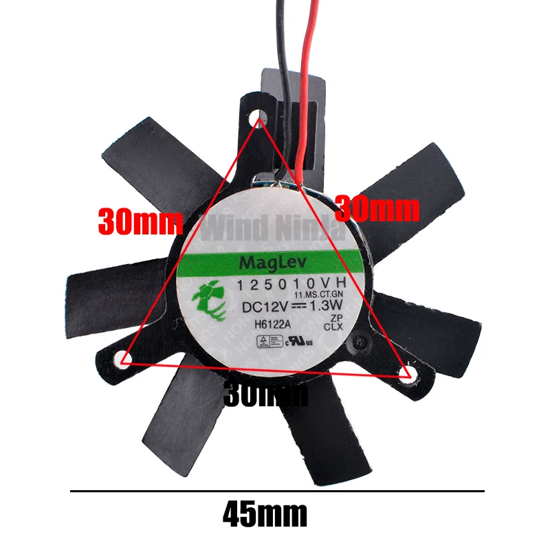 Ventilador de refrigeración GPU para tarjeta gráfica, 12V, 1,3 W, 30x30x30mm de diámetro, 2 pines, 45mm, espaciado entre orificios para disipación de calor - imagen 5