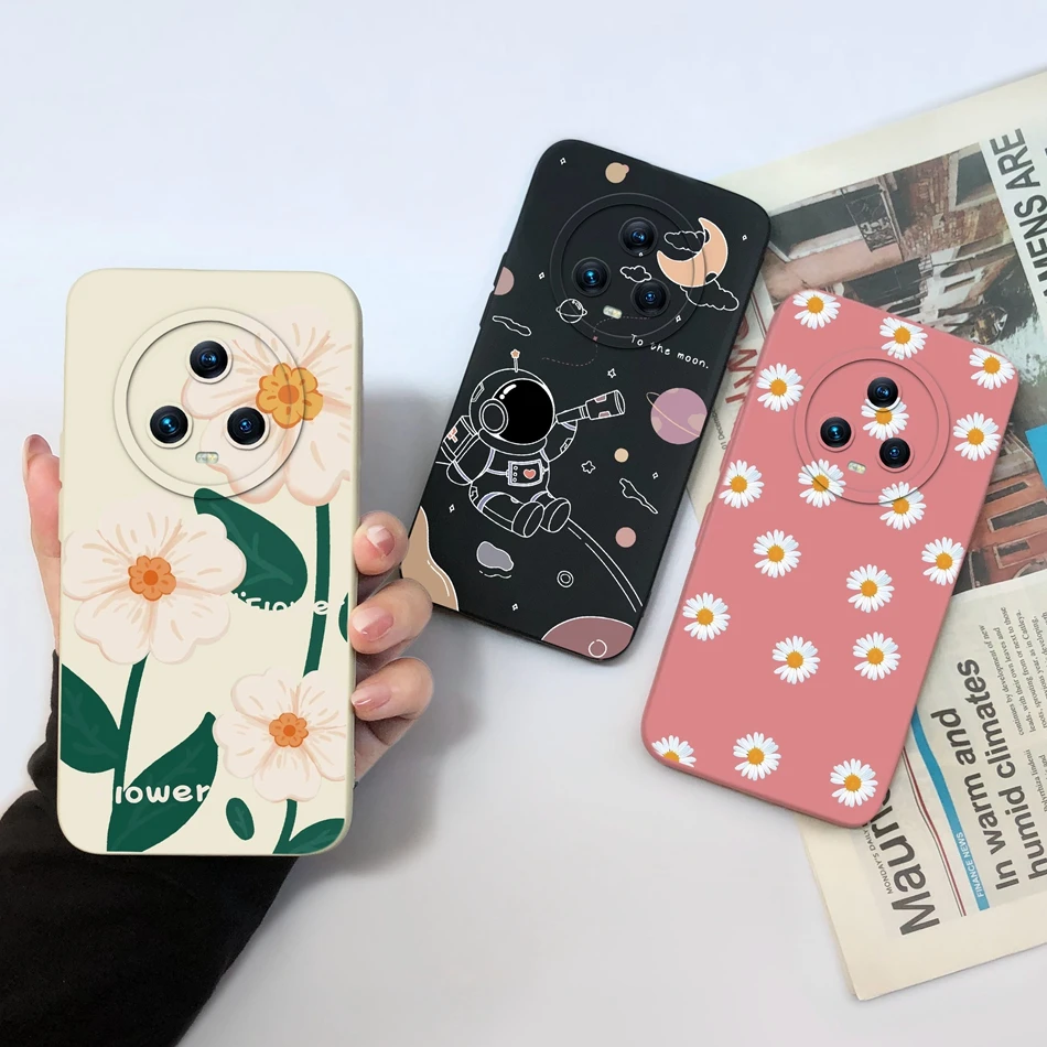 Funda para Honor Magic 5 Pro Flower Spaceman cobertura completa Funda trasera de teléfono de silicona líquida suave para Honor Magic5 Pro Funda Capa - imagen 2