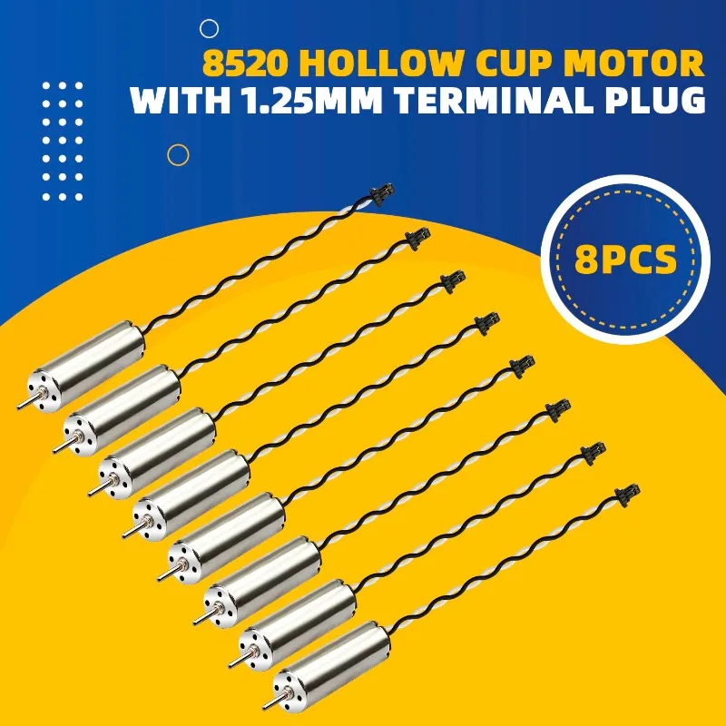 8 Uds 8520 Motor 8,5x20mm Motor cepillado sin núcleo 3,7 V 53000Rpm Mini motores de CC con conector para DIY Micro Quadcopter RC Drone - imagen 3