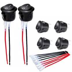 Interruptor basculante redondo SPST con cable, 6 A/250 V y 10 A/125 V