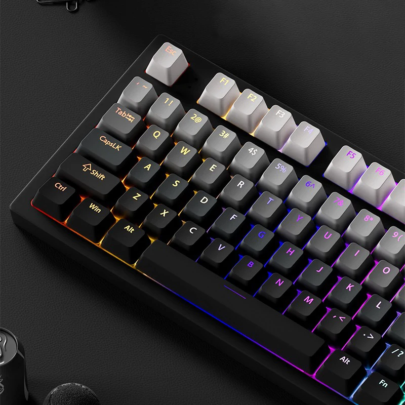 Teclas retroiluminadas con gradiente, perfil OEM, teclas PBT de doble disparo para interruptor Mx, Teclado mecánico para jugar, diseño ISO, teclas RGB DIY