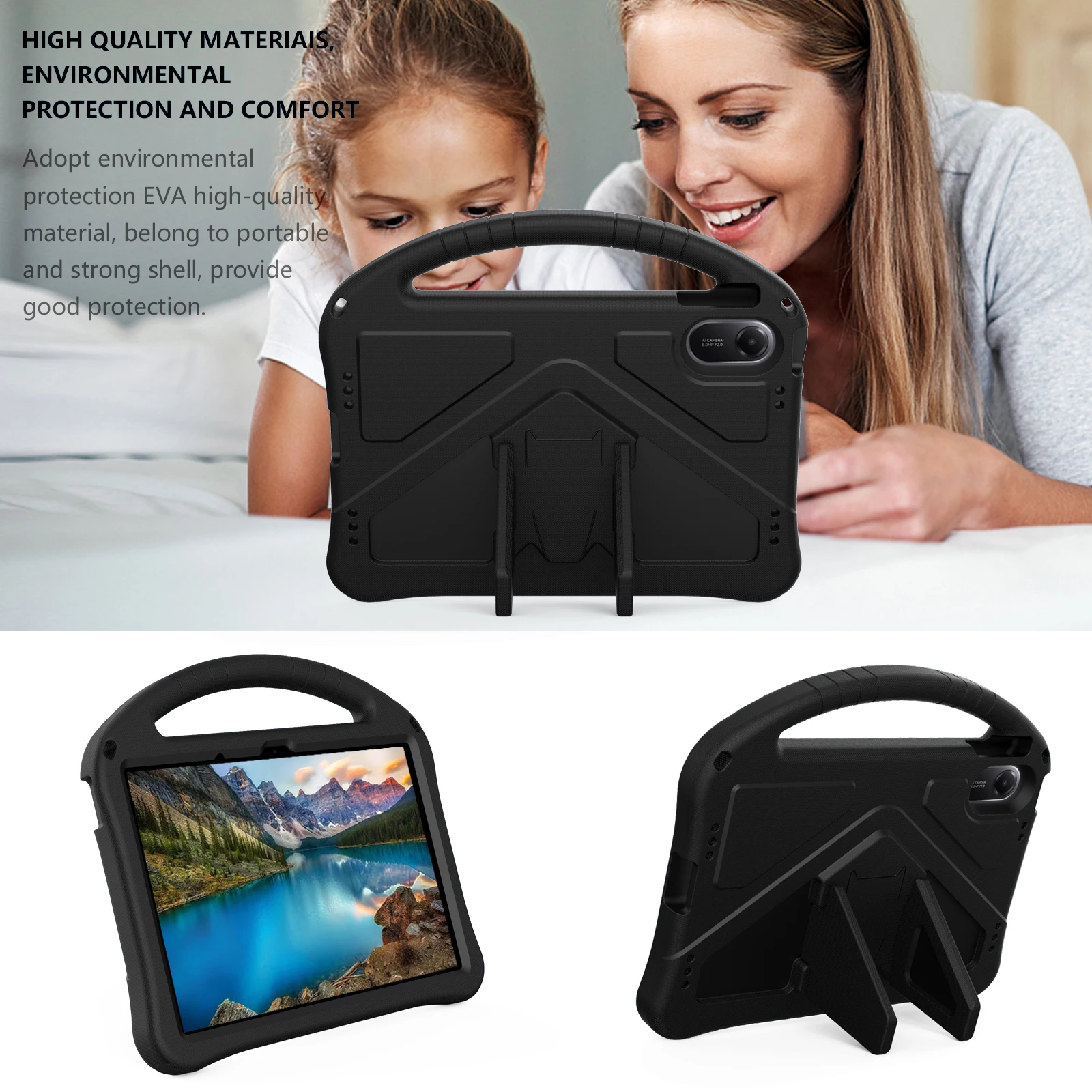 Funda EVA con soporte para Xiaomi Redmi Pad 2 2025, 11,0 pulgadas, modelo 25040RP0AG, Funda para niños con soporte de mano portátil a prueba de golpes - imagen 3