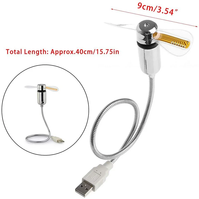 Ventilador USB creativo, ventilador programable con luz LED RGB USB, cuello de cisne Flexible, Mini ventilador USB para mensajes DIY para PC, portátil, Notebook y escritorio - imagen 5