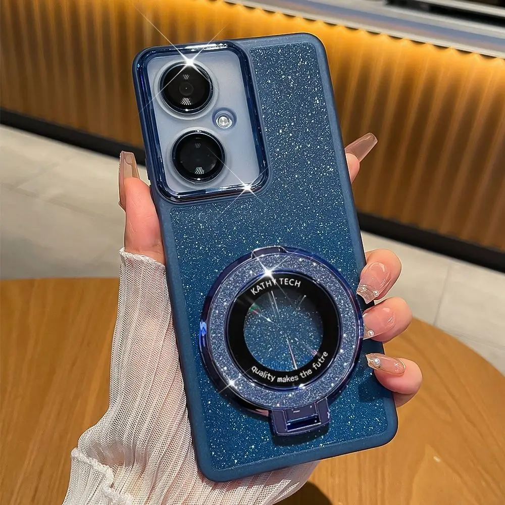 Funda trasera protectora con anillo para móvil, carcasa suave con purpurina y soporte magnético para OPPO Realme, C55, C53, C51, Realme, C21Y, C25Y, C35, C33 - imagen 2