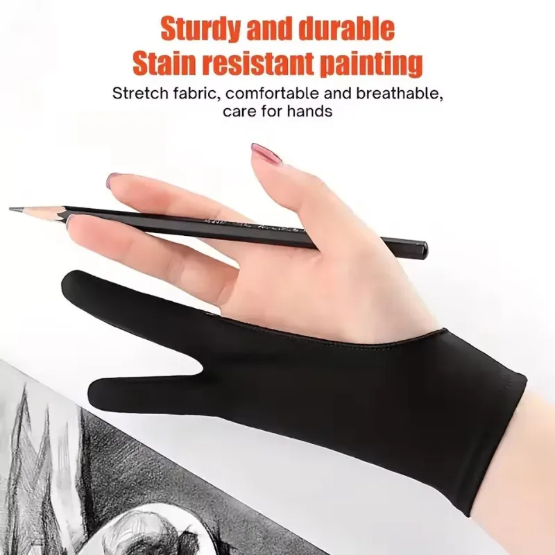 Guantes antitáctil para pintar a mano de dos dedos, para tableta, tablero Digital, pantalla táctil, dibujo, pintura al óleo antiincrustante, suministros de arte - imagen 2