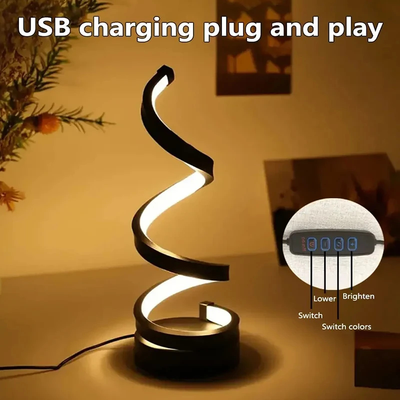 Lámpara de luz nocturna para mesita de noche, luces Led regulables por Usb, anillo 3D, luces nocturnas para dormitorio, escritorio, lámpara de noche con atenuador - imagen 5