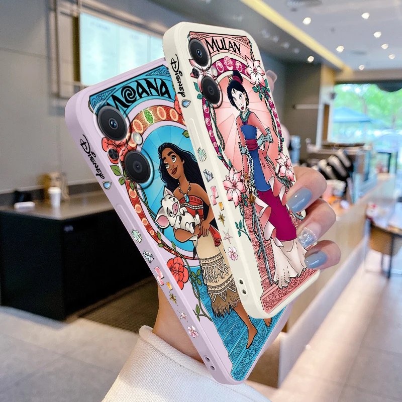 Disney princesa Cool para OPPO Find X5 X3 X2 Lite Pro Neo A5 A53 A94 4G 5G líquido cuerda izquierda funda de teléfono suave