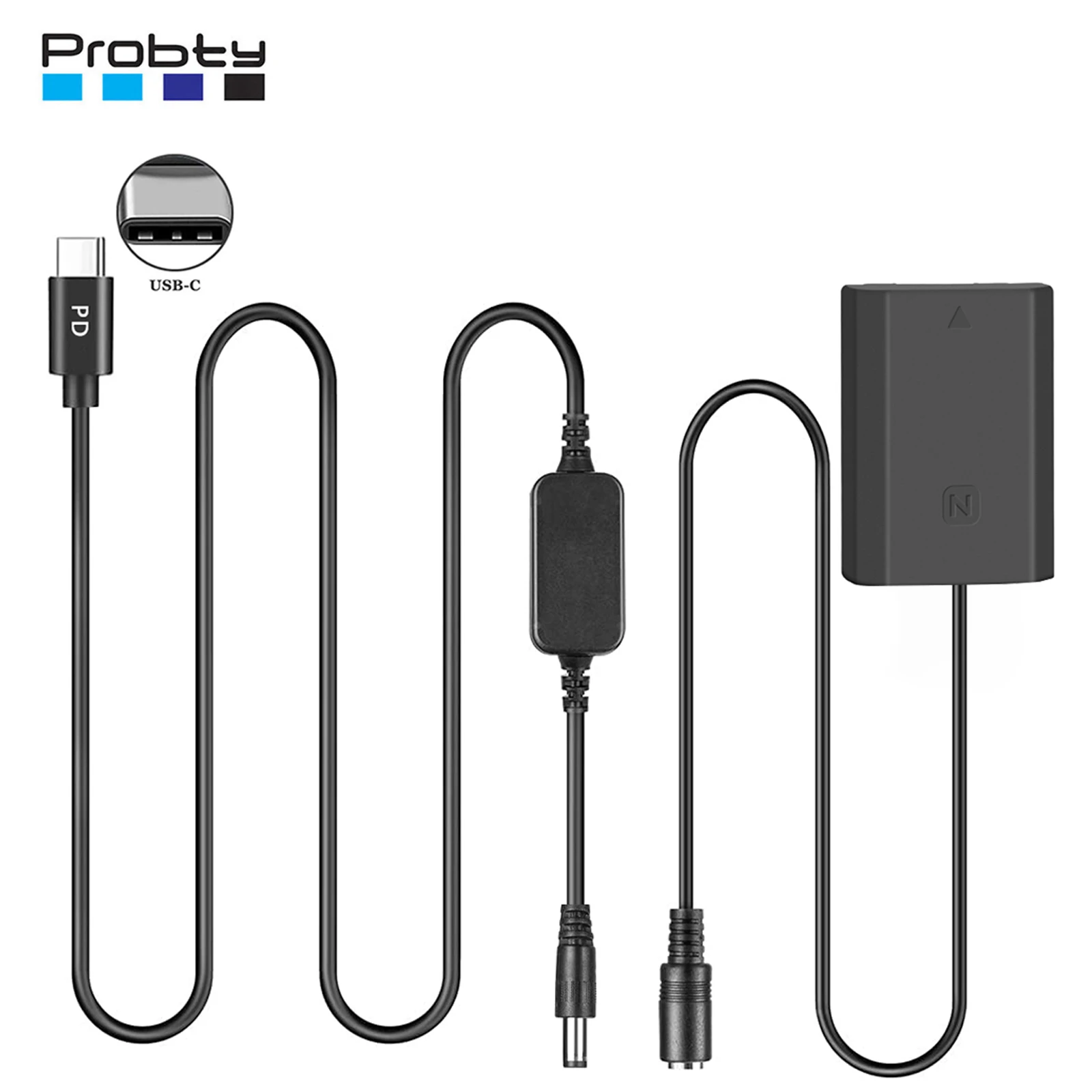 Batería ficticia USB-C a NP-FZ100 para Sony A7 III, A7 IV, A7S III, A7R III, A7R IV, A7R V, A7C, A7C II, A7CR, A1, A9, A9 II, A6600