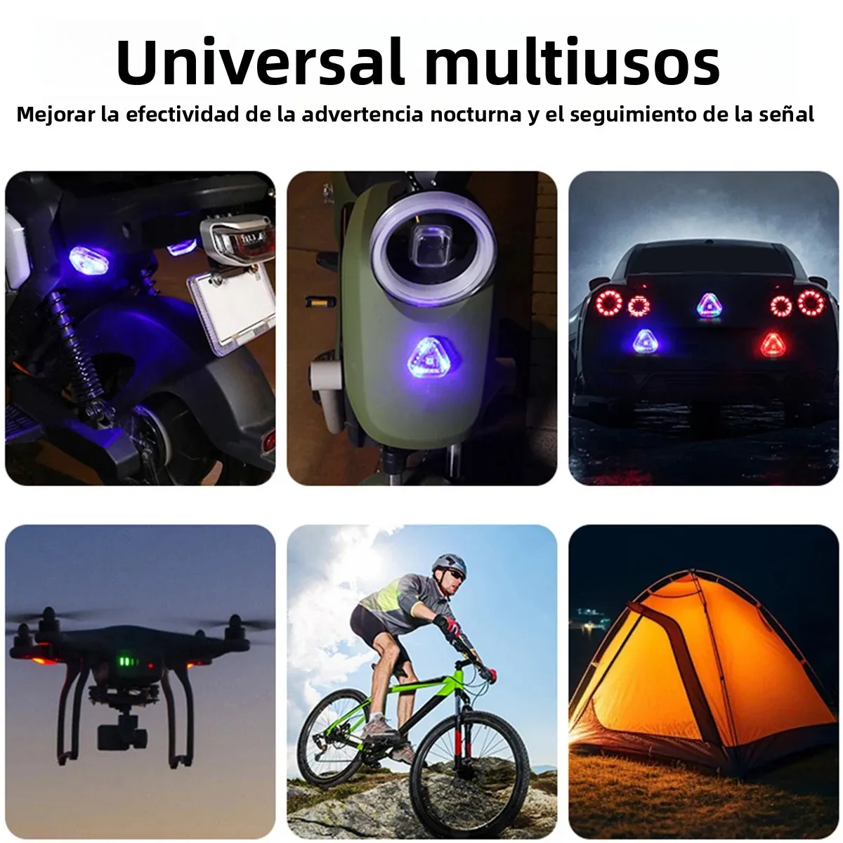 Luz LED para parachoques trasero de coche con energía Solar, luz de advertencia antitrasera intermitente roja y azul de alto brillo para seguridad del vehículo, 1/2 Uds. - imagen 5