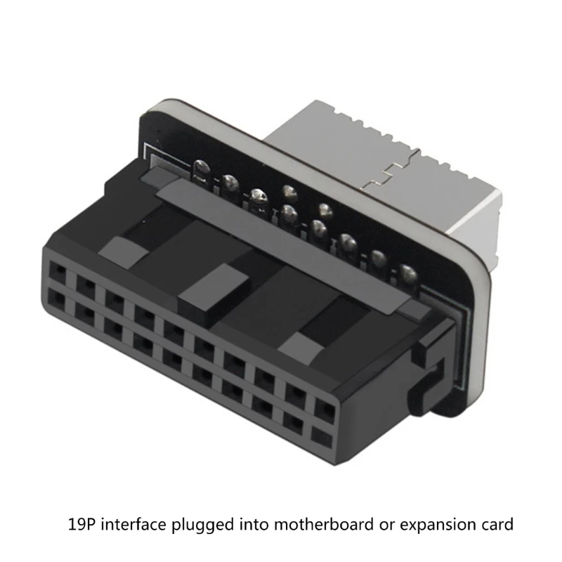 Adaptador de Panel frontal USB de alta calidad, tipo E hembra a USB 3,0, 19 pines macho, divisor de cabezal Vertical interno - imagen 4