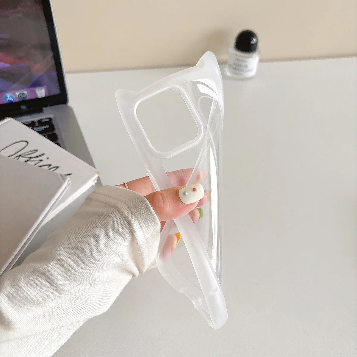 Funda de teléfono transparente con orejas de gato para iPhone 11 15 16 Pro Max 13 14 Plus 12 16promax Funda mate de silicona a prueba de golpes - imagen 4