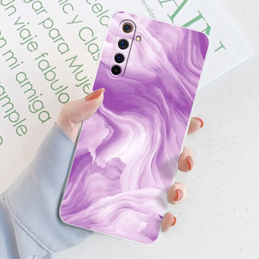 Para Realme 6 Funda Realme 6 Pro acuarela mármol fundas transparentes para Realme 6S Funda para Realme6 i Funda trasera de silicona - imagen 2