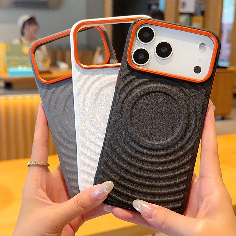 Para Apple iphone 17 Pro Max funda dura PU onda magnética carga inalámbrica funda protectora trasera para iphone 17 Air Pro Shell - imagen 4