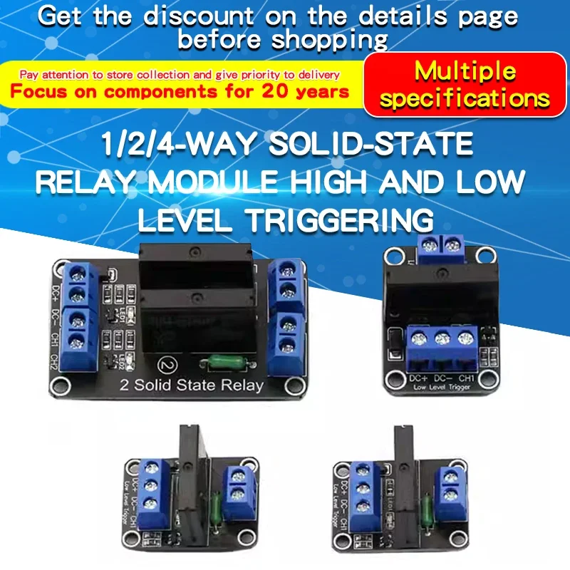 Módulo de relé de estado sólido de 5V, 1/2/4 canales, alto/bajo nivel SSR G3MB-202P, salida de 250V 2A con fusible resistivo para Arduino, 1 Uds. - imagen 2