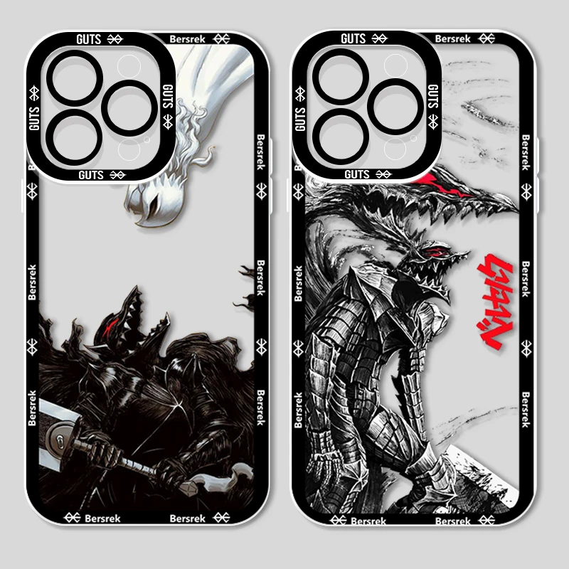 Berserk Guts Anime Hot Blood para Apple iPhone 15 14 13 12 11 XS XR X Pro MAX 8 7 Plus SE Angel Eyes funda transparente para teléfono - imagen 4