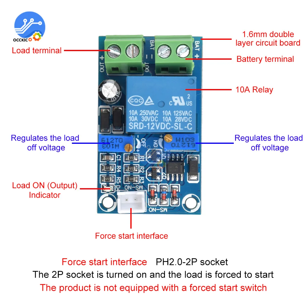 Módulo de batería de almacenamiento de 12V, batería de bajo voltaje, corte, interruptor automático, módulo de protección de recuperación - imagen 2