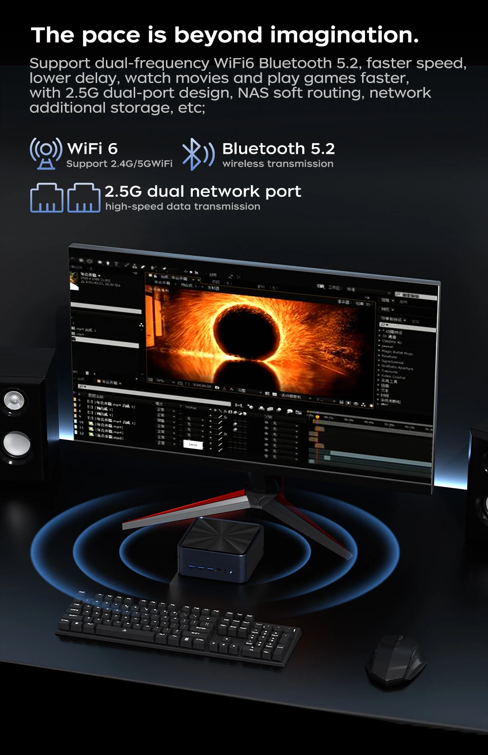 AittactXTexHoo MINI PC AMD R7 8745HS 7840HS 7735HS R5 6600H DDR5 NVMe Dual HDMI DP 4K Wifi6 Wordenador de juegos de escritorio - imagen 3