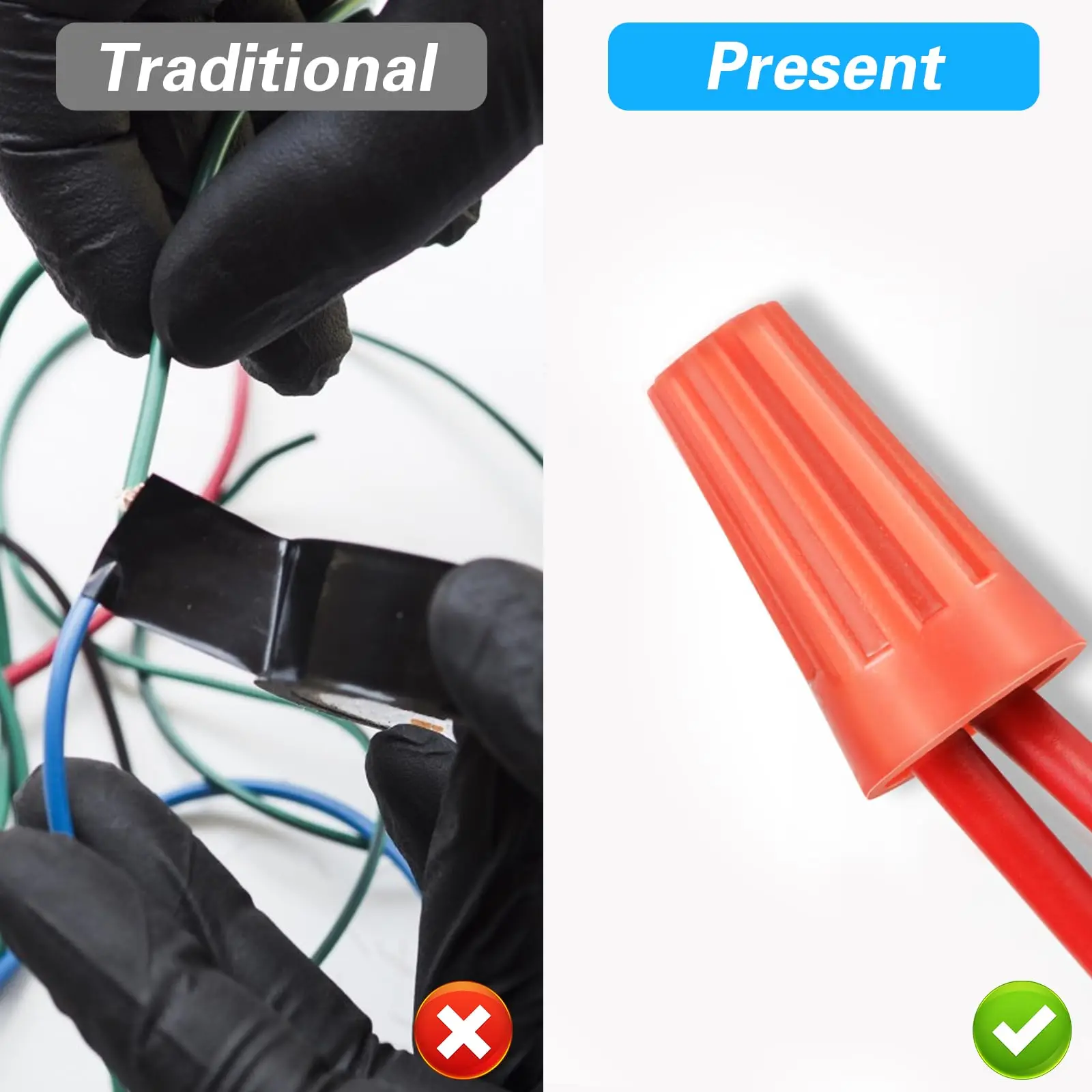 40 Uds. Conectores de cable, tapa de Terminal de tornillo, insertos aislantes, conectores de cable eléctrico giratorio con tapas de cable portátiles de resorte - imagen 2