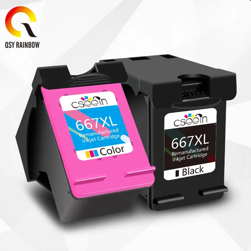 Reemplazo de cartuchos de tinta QSYRAINBOW 667XL para impresora HP 667 HP667 XL Compatible Deskjet 1275 2374 2375 2376 2775 2776 6475