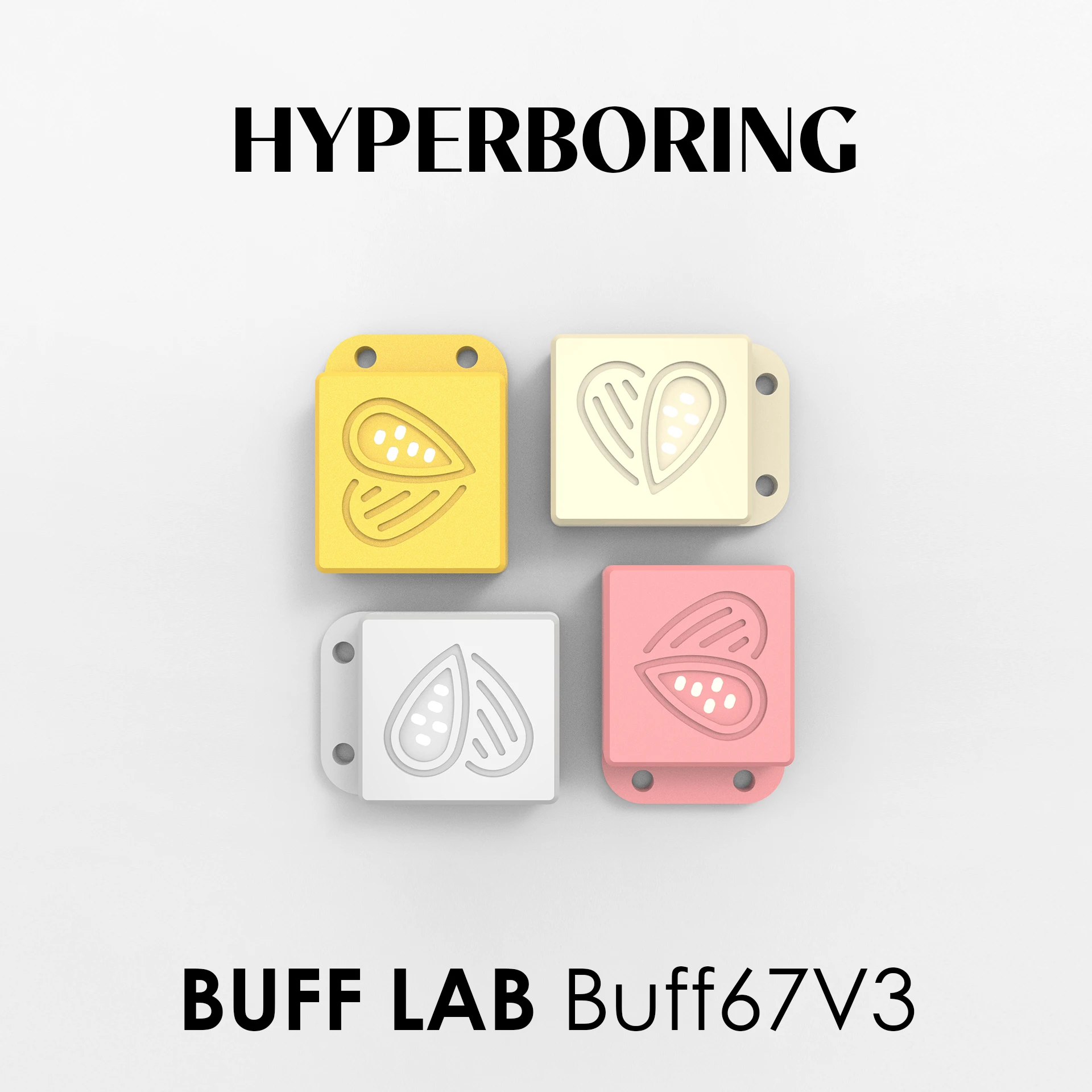 Hyperboring-insignias de teclado personalizadas, Kit de teclado de Coco, color rosa, amarillo y blanco, Buff Lab Buff67 V3