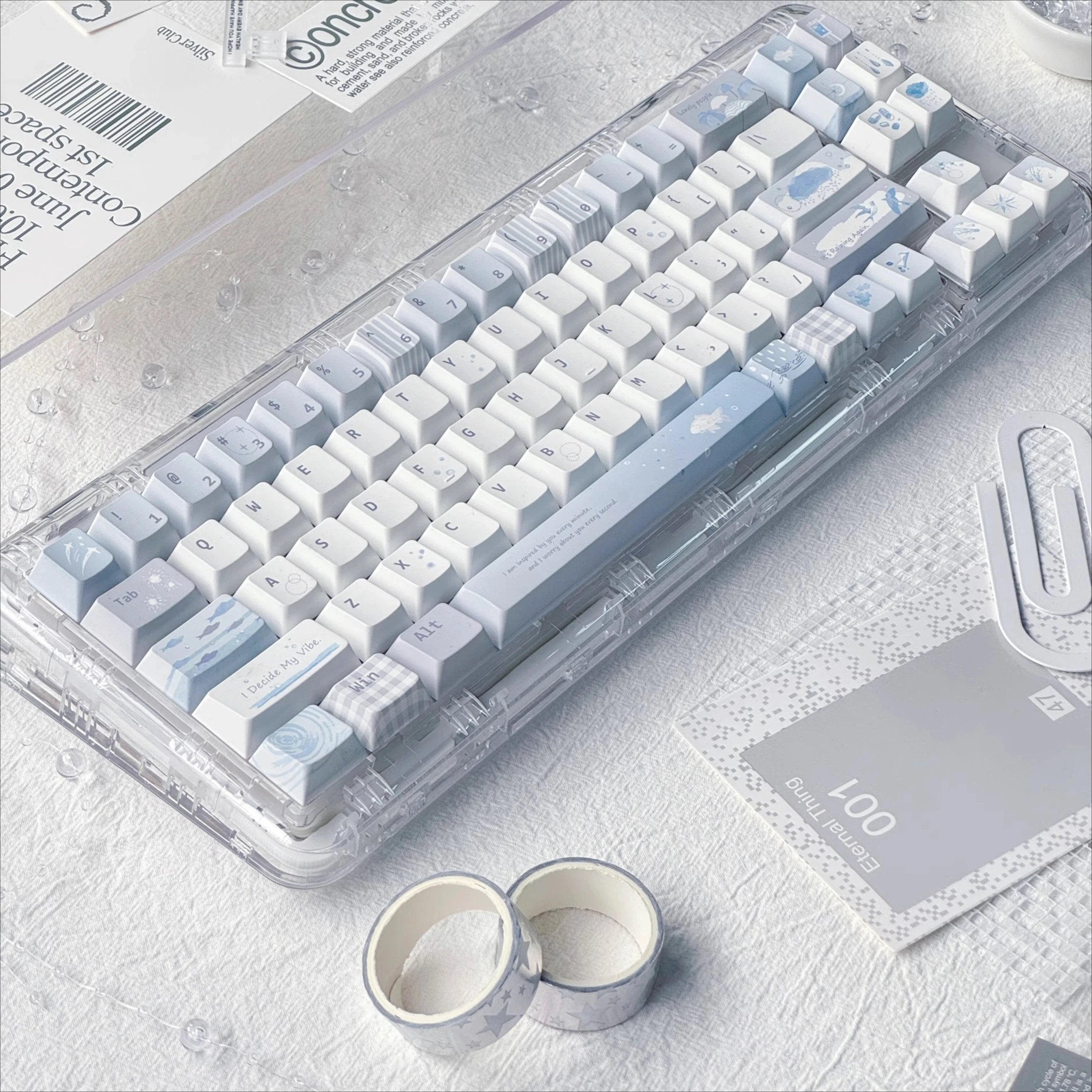 Juego de teclas con tema MoCoo-Blue Island, teclas de teclado con perfil de cereza de sublimación personalizadas para accesorios de teclado mecánico - imagen 3