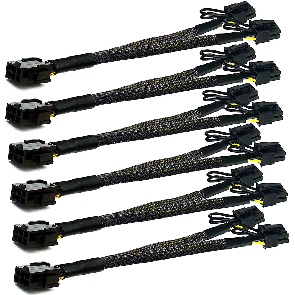 6PC PCI-e 6 pines a PCIe dual 8 pines (6 + 2) tarjeta gráfica PCI Express adaptador de corriente GPU VGA Y-Splitter Cable de extensión vídeo de minería